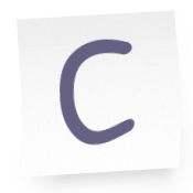 Sticky-note with the letter C on it.